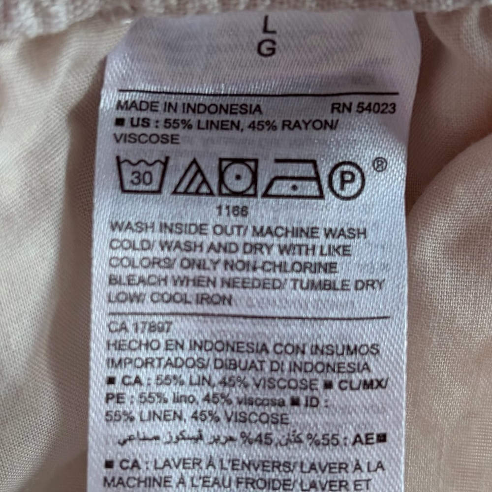 Old Navy• Linen Blend Cream Colored Pull-On Pants - Size Large - Picture 6 of 7